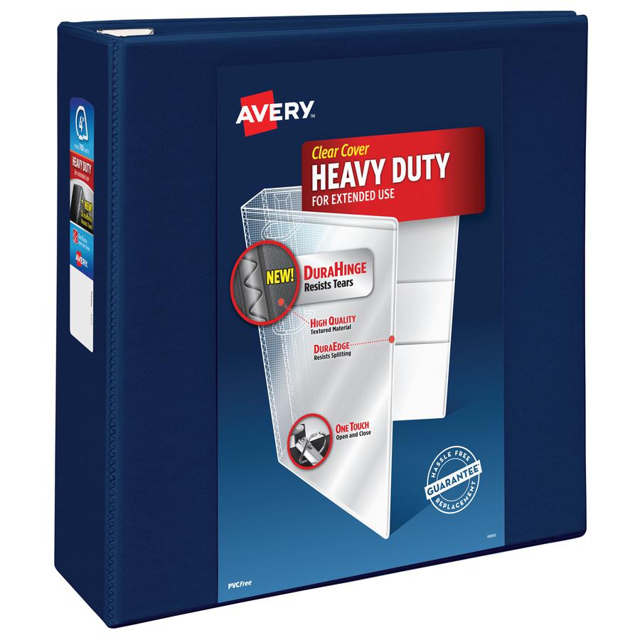 Avery&reg; Heavy-Duty View Navy Blue 4" Binder (79804) - Avery&reg; Heavy-Duty View 3 Ring Binder, 4" One Touch EZD&reg; Rings, 4.5" Spine, 1 Navy Blue Binder (79804). Picture 2