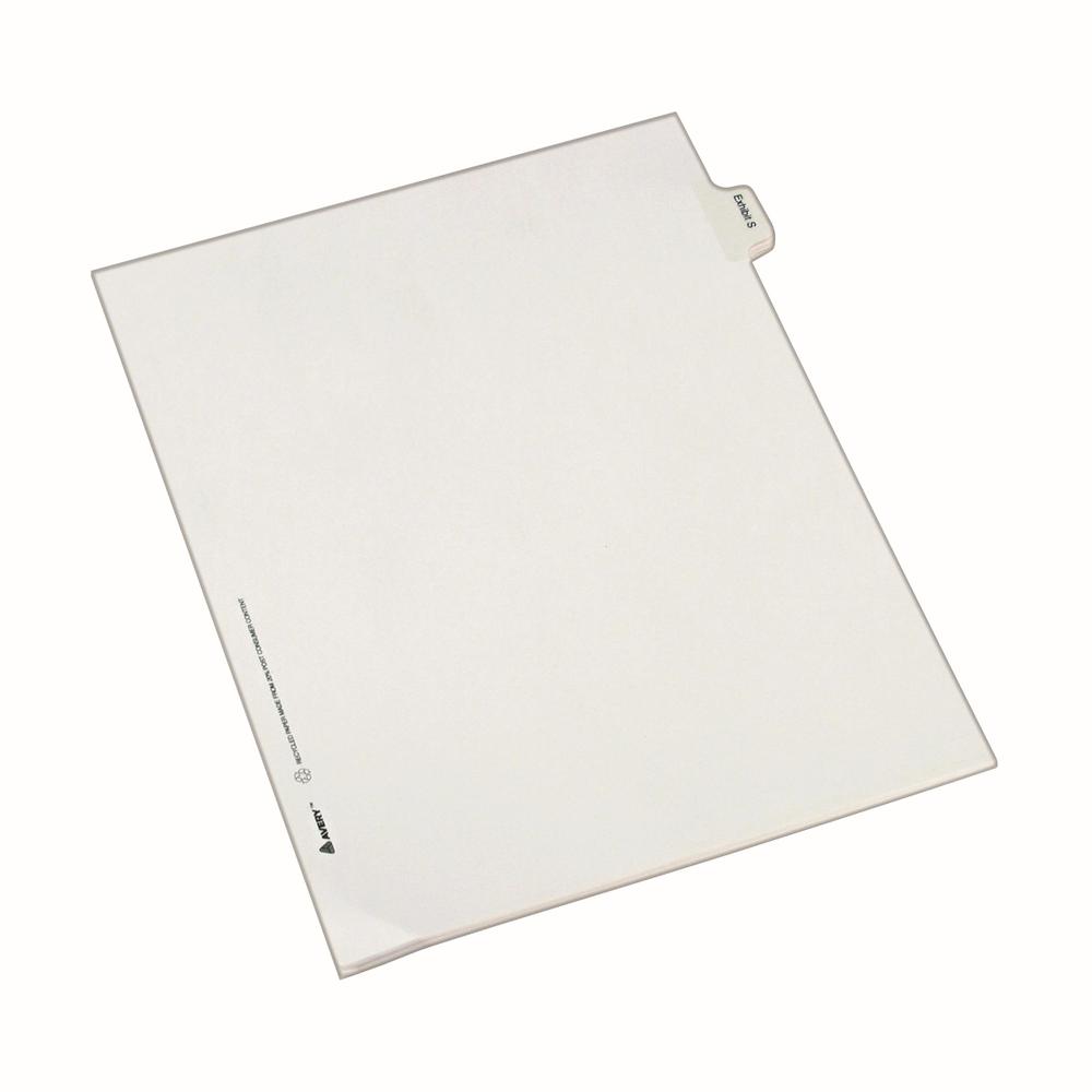 Avery&reg; Index Divider - 25 x Divider(s) - Side Tab(s) - Exhibit S - 1 Tab(s)/Set - 8.5" Divider Width x 11" Divider Length - Legal - 8.50" Width x 11" Length - White Paper Divider - 1. Picture 3