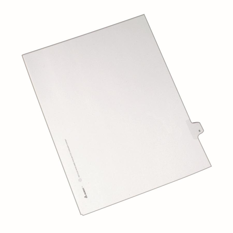 Avery&reg; Alllstate Style Individual Legal Dividers - 25 x Divider(s) - Side Tab(s) - 6 - 1 Tab(s)/Set - 8.5" Divider Width x 11" Divider Length - Letter - 8.50" Width x 11" Length - White Paper Divi. Picture 3