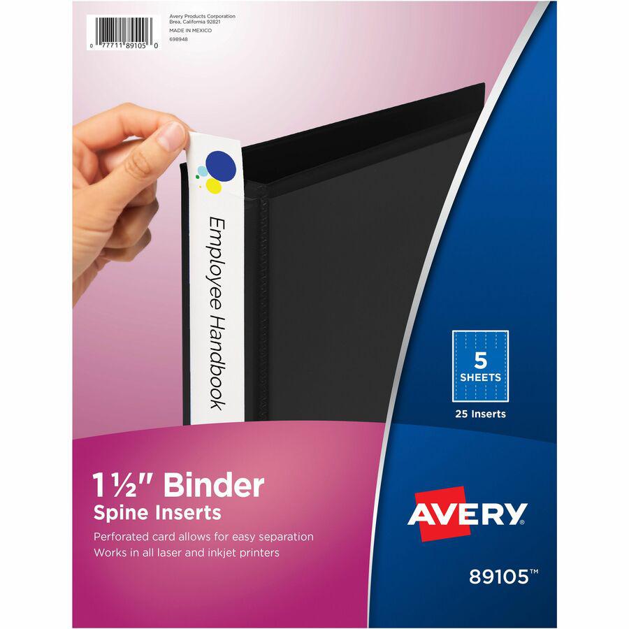 Avery(R) Binder Spine Inserts, 1-1/2 Inch Binders, 25 Inserts (89105) - Avery(R) Binder Spine Inserts, For 1-1/2 Inch Ring Binders with 1.4" Spine Width, 25 Cardstock View Binder Spine ID Inserts (891. Picture 7