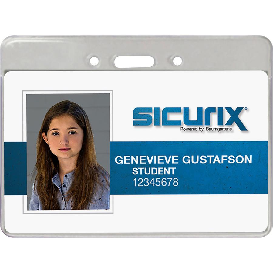 SICURIX Proximity Badge Holder - Support 3.50" x 2.37" Media - Horizontal - Vinyl - 50 / Pack - Clear. Picture 3