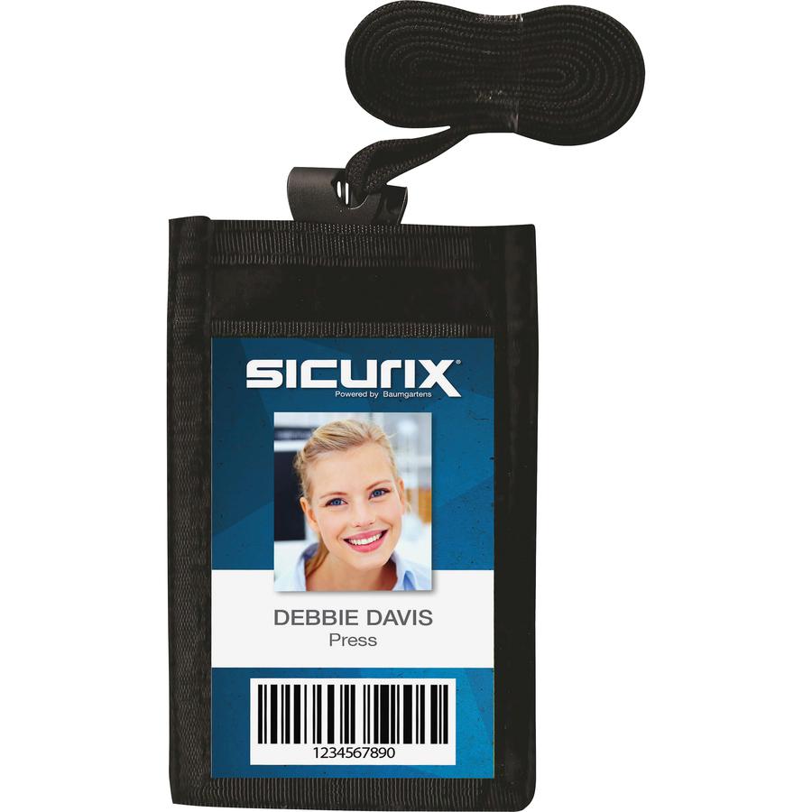 SICURIX Carrying Case (Pouch) for Business Card - Vertical - Nylon - 3" Height x 4" Width - Black. Picture 4