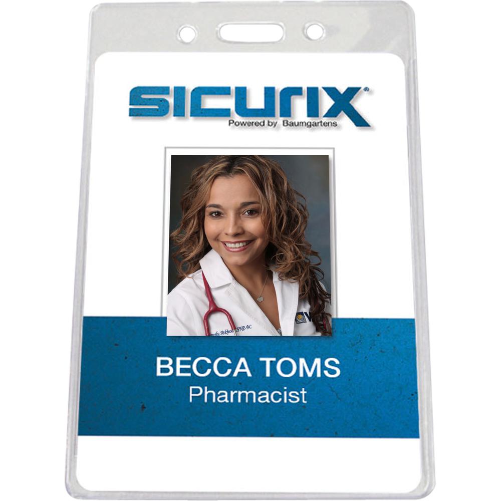 SICURIX Vertical ID Badge Holder - 3.9" x 3.6" x - Vinyl - 50 / Pack - Clear. Picture 7