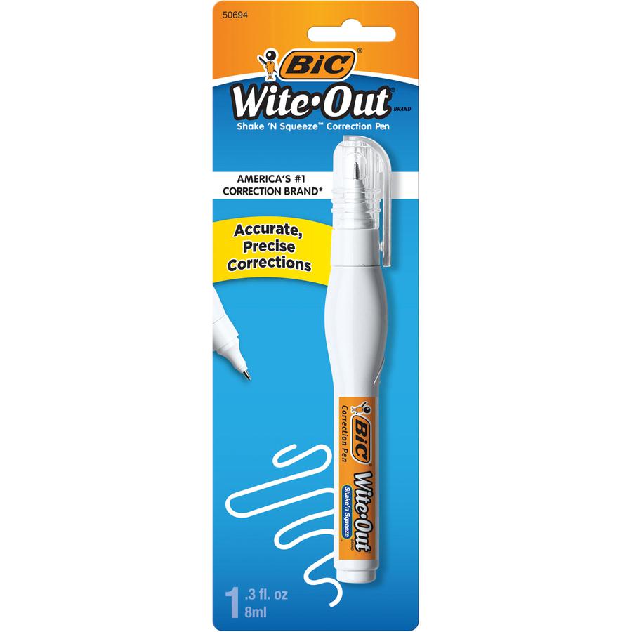 BIC Wite-Out Shake 'N Squeeze Correction Pen - Tip Applicator - 8 mL - White - 1 / Pack. Picture 3