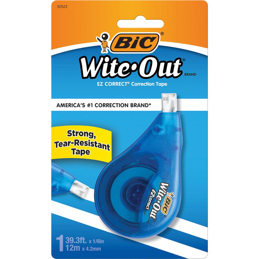 Wite-Out EZ Correct Correction Tape - 0.20" Width x 39.40 ft Length - 1 Line(s) - White Tape - Ergonomic White Dispenser - Tear Resistant, Photo-safe, Odorless - 1 Each - White. Picture 3