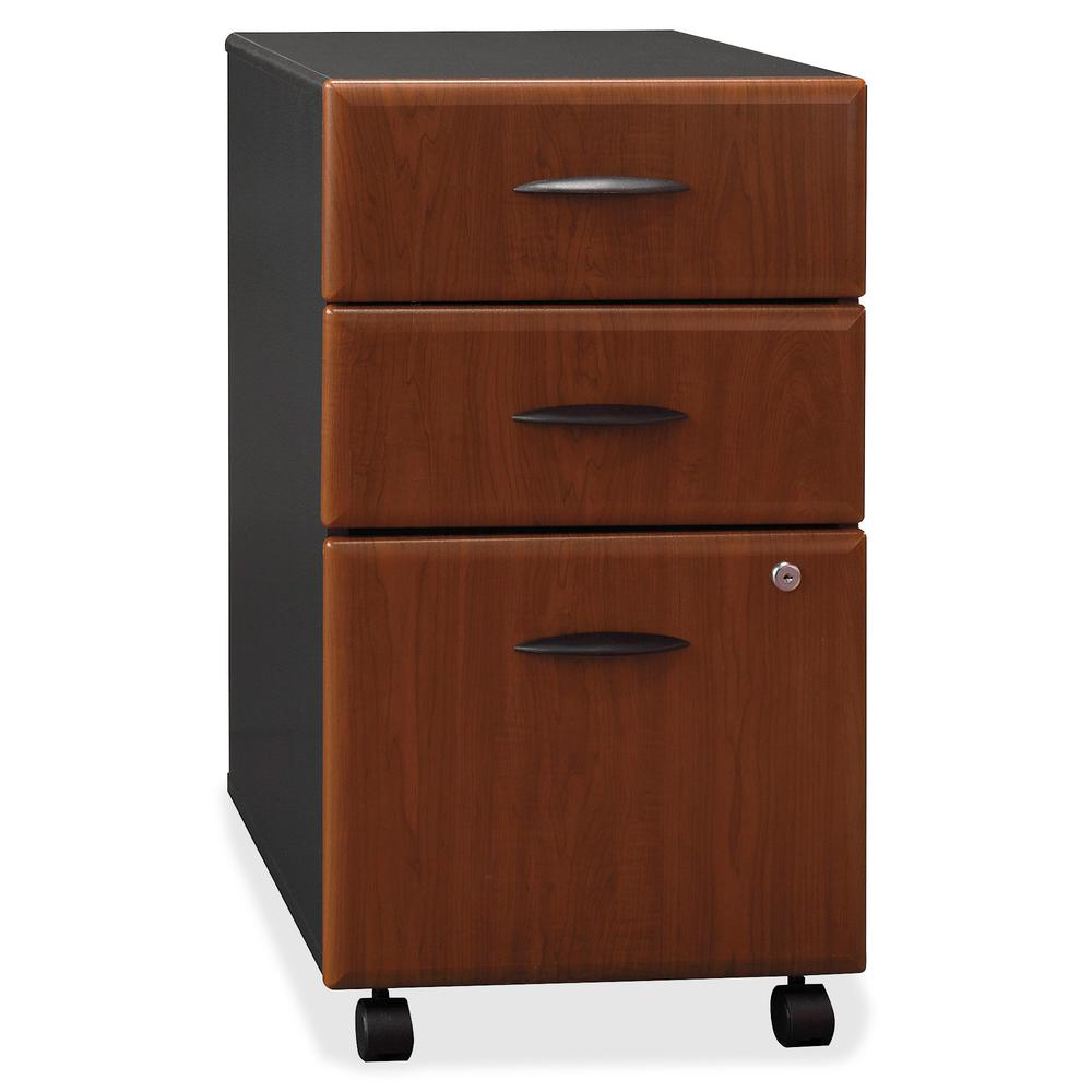Bush Business Furniture Series A 3 Drawer Mobile File Cabinet, Assembled, Hansen Cherry/Galaxy. Picture 7