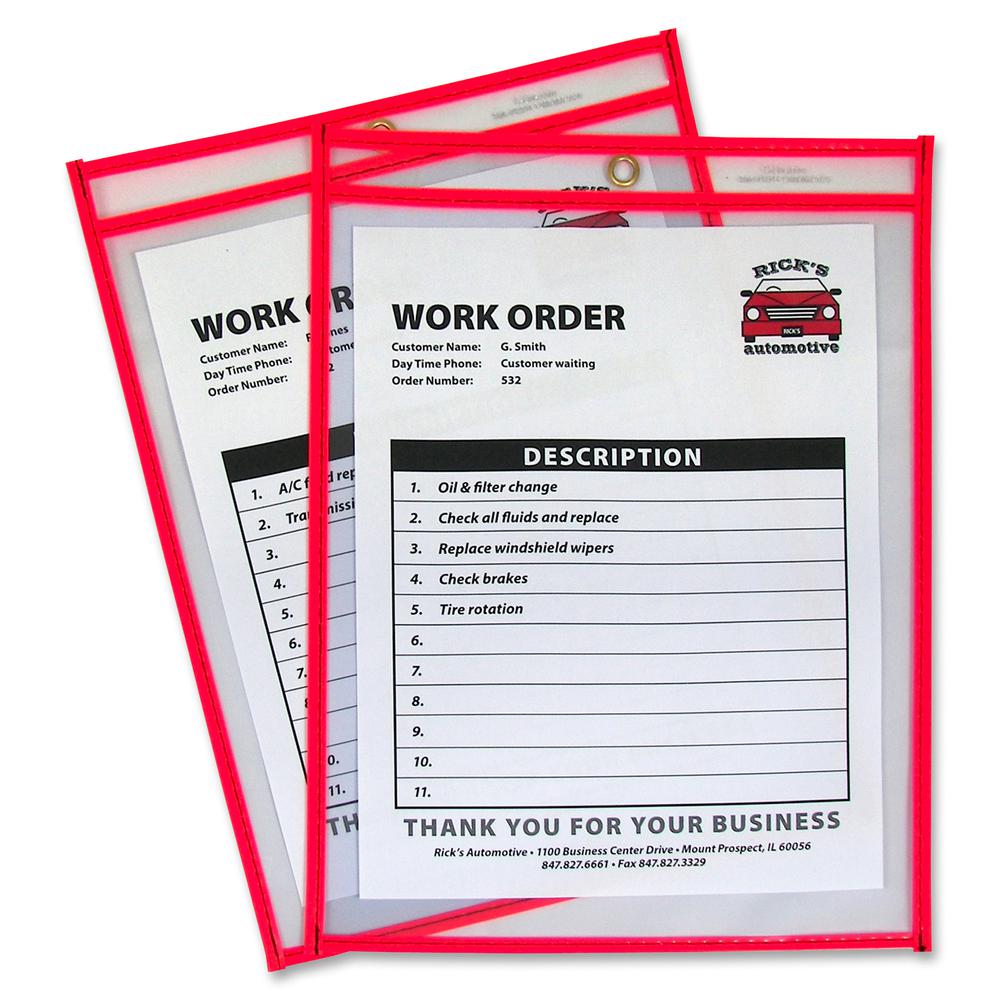 C-Line Neon Shop Ticket Holders, Stitched - Red, Both Sides Clear, 9" x 12" , 1 Each/Box, 43914. Picture 3