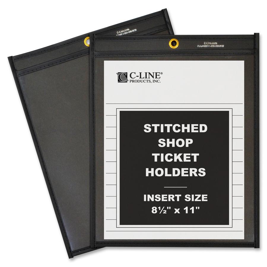 C-Line Shop Ticket Holders, Stitched - One Side Clear, 8-1/2 x 11, 25/BX, 45911. Picture 2