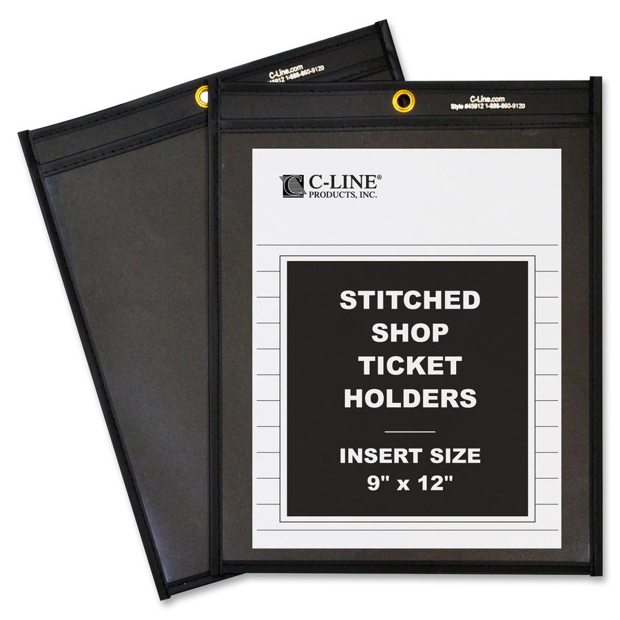 C-Line Shop Ticket Holders, Stitched - One Side Clear, 9 x 12, 25/BX, 45912. Picture 3
