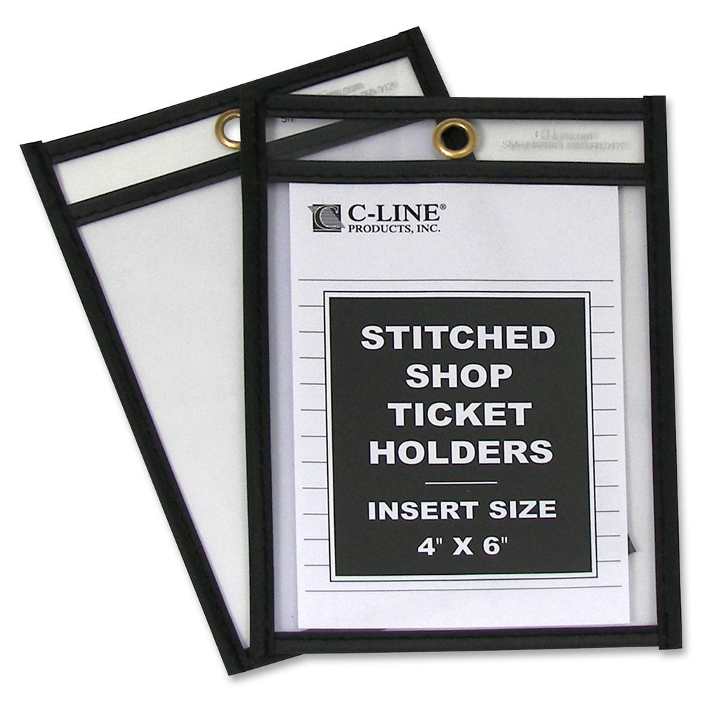 C-Line Shop Ticket Holders, Stitched - Both Sides Clear, 4 x 6, 25/BX, 46046. Picture 3