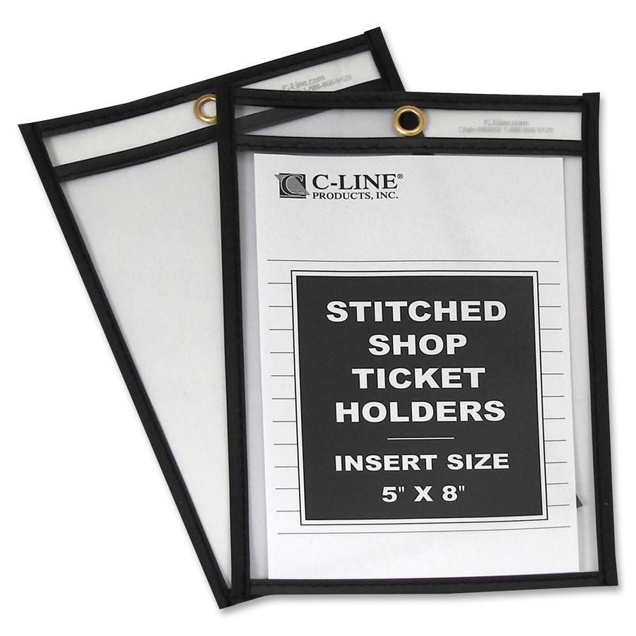 C-Line Shop Ticket Holders, Stitched - Both Sides Clear, 5 x 8, 25/BX, 46058. Picture 2