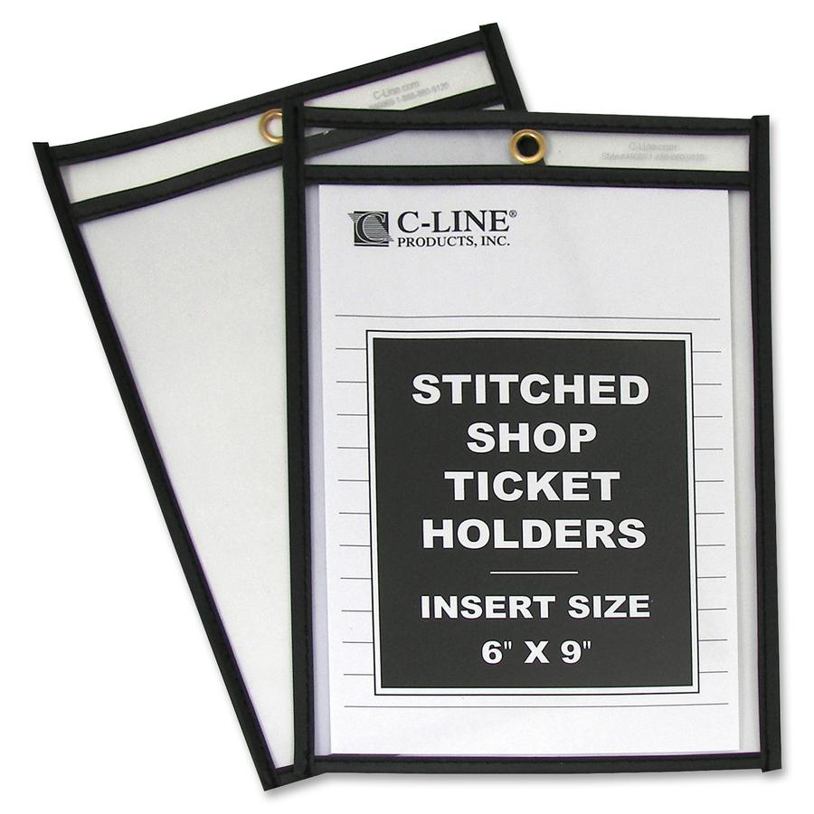 C-Line Shop Ticket Holders, Stitched - Both Sides Clear, 6 x 9, 25/BX, 46069. Picture 2
