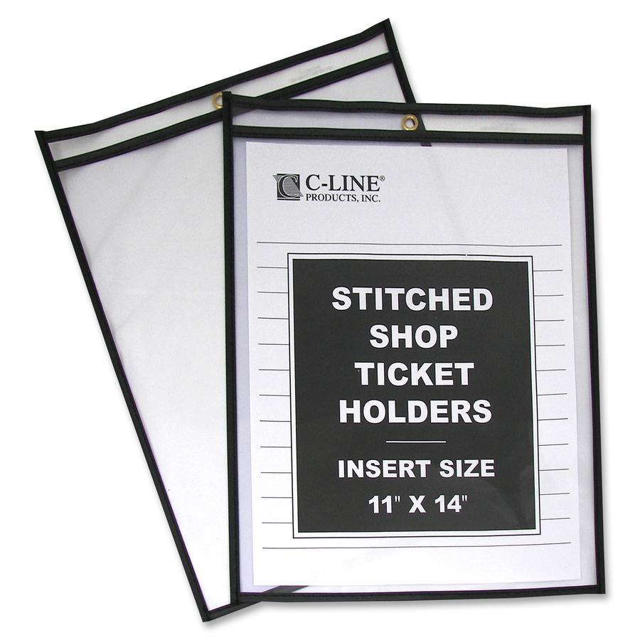 C-Line Shop Ticket Holders, Stitched - Both Sides Clear, 11 x 14, 25/BX, 46114. Picture 3