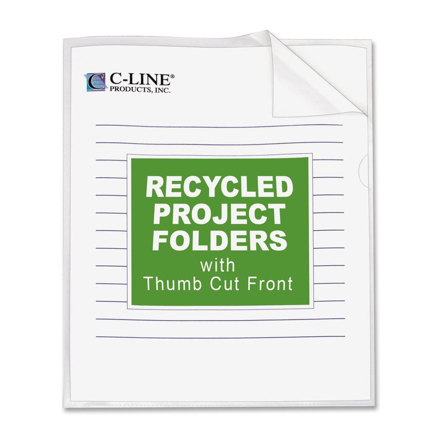 C-Line Recycled Poly Project Folders - Clear, Reduced Glare, 11 x 8-1/2, 25/BX, 62127. Picture 2