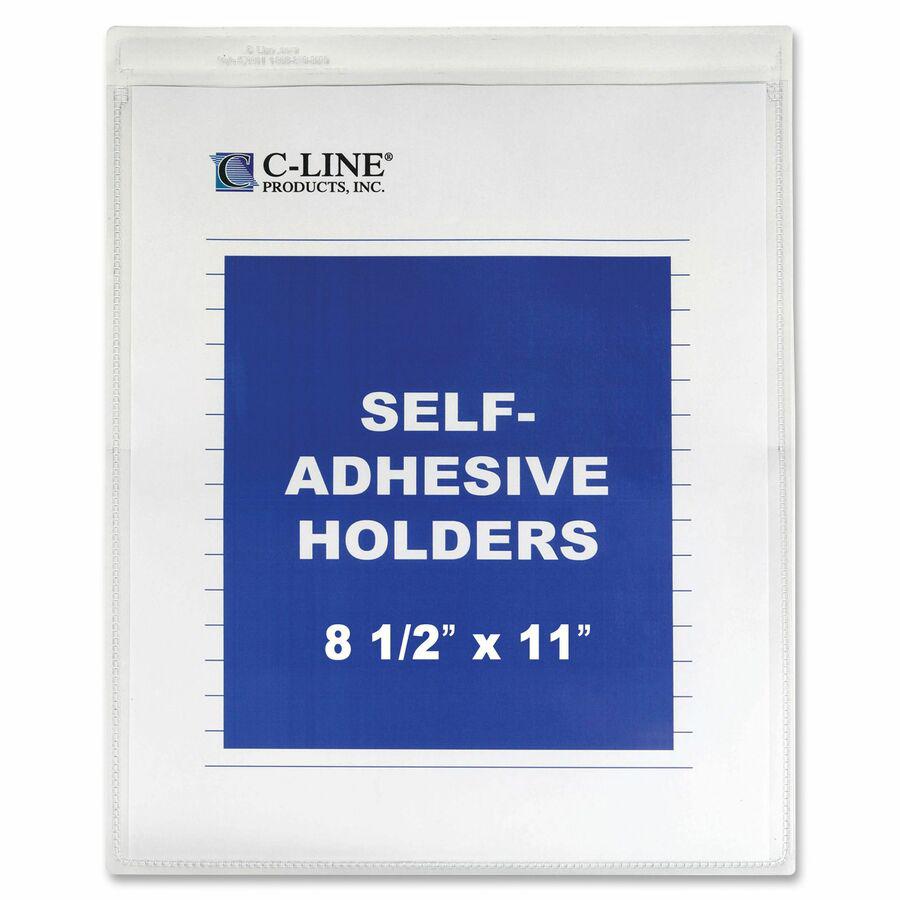 C-Line Self-Adhesive Poly Shop Ticket Holders, Welded - 8-1/2 x 11, Peel & Stick, 50/BX, 70911. Picture 4