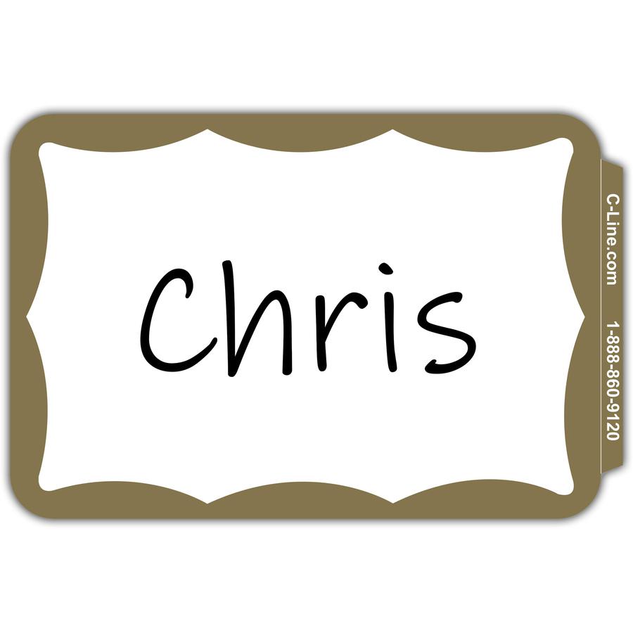 C-Line Self-Adhesive Name Tags - Gold Border, Peel & Stick, 3-1/2 x 2-1/4, 100/BX, 92266. Picture 3