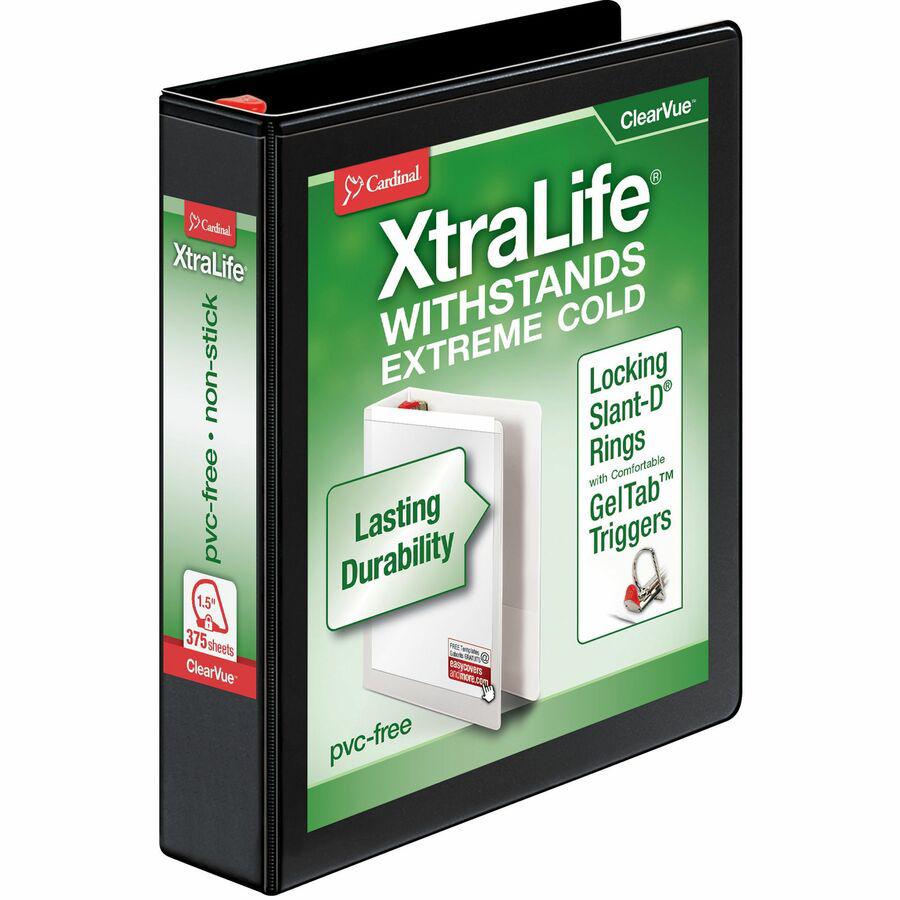 Cardinal Xtralife ClearVue Locking Slant-D Binders - 1 1/2" Binder Capacity - Letter - 8 1/2" x 11" Sheet Size - 375 Sheet Capacity - 1 3/5" Spine Width - 3 x D-Ring Fastener(s) - 2 Inside Front & Bac. Picture 6