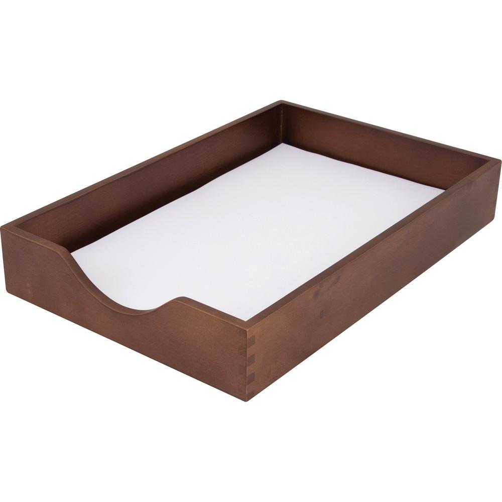 Carver Walnut Finish Solid Wood Desk Trays - Desktop - Stackable - Oak - 1 Each. Picture 2