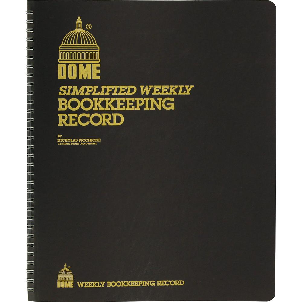 Dome Bookkeeping Record Book - 128 Sheet(s) - Wire Bound - 8.75" x 11.25" Sheet Size - Brown Cover - Recycled - 1 Each. Picture 3