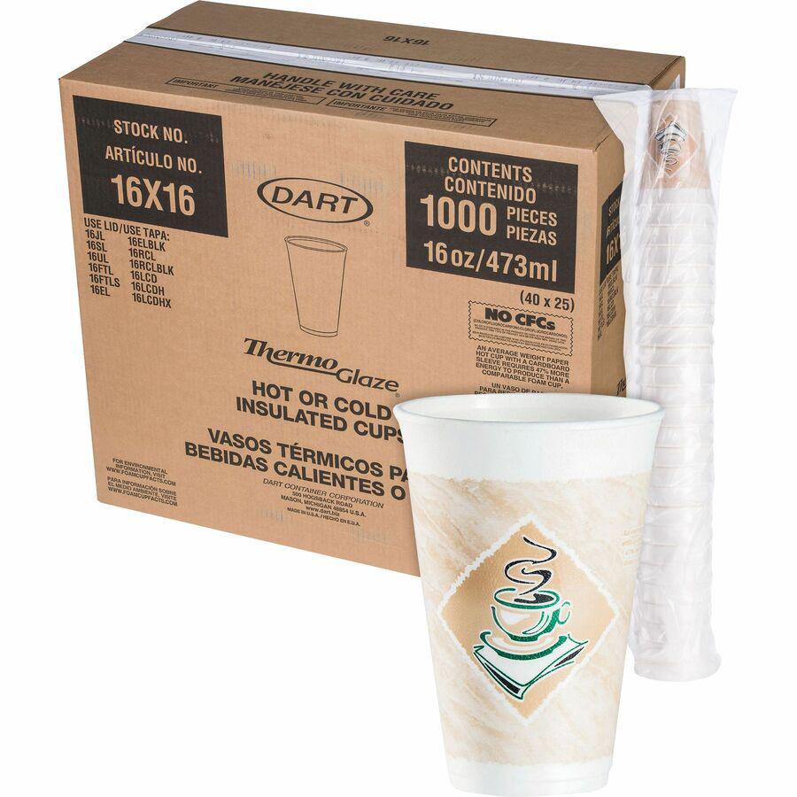 Dart 16 oz Cafe G Design Insulated Foam Cups - 25 / Bag - 40 / Carton - White - Foam - Cold Drink, Hot Drink. Picture 7