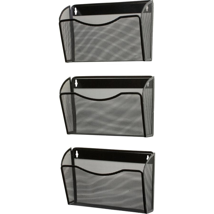Rolodex Expressions Mesh 3-Pack Hanging Wall Files - 3 Pocket(s) - 33.5" Height x 14" Width x 6.6" Depth - Black - Steel - 1 / Each. Picture 3