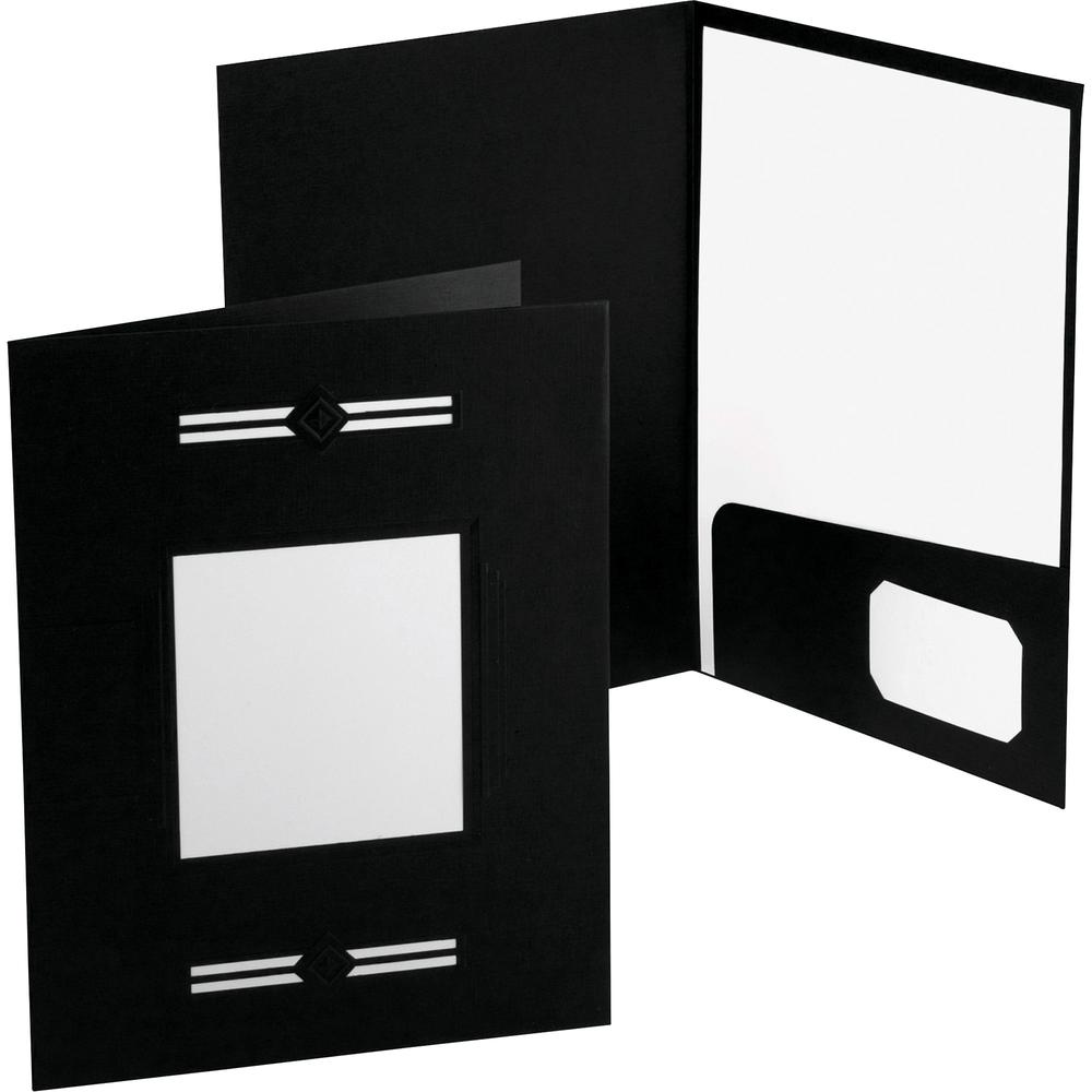 Oxford LaserView Letter Recycled Pocket Folder - 8 1/2" x 11" - 2 Pocket(s) - Black - 30% Recycled - 10 / Pack. Picture 2