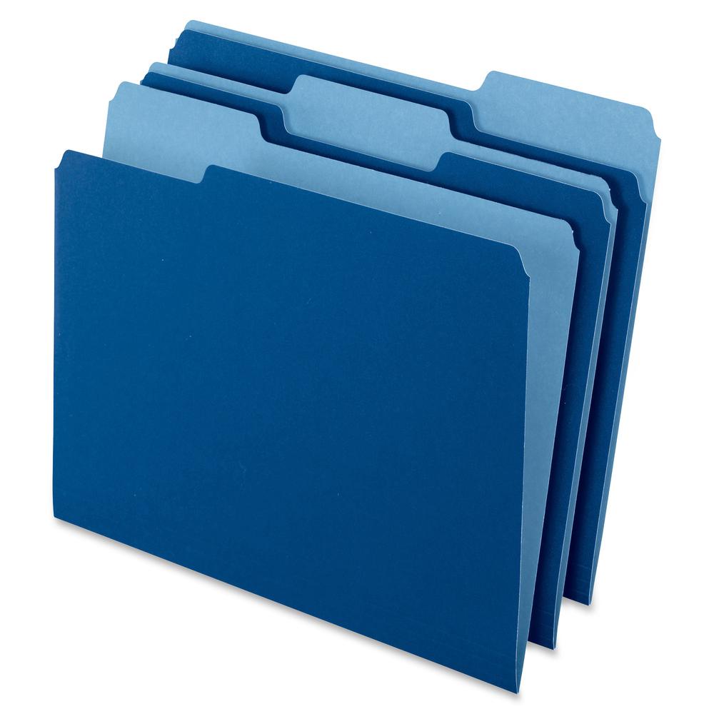 Pendaflex 1/3 Tab Cut Letter Recycled Top Tab File Folder - 8 1/2" x 11" - Top Tab Location - Assorted Position Tab Position - Navy Blue - 10% Recycled - 100 / Box. Picture 2