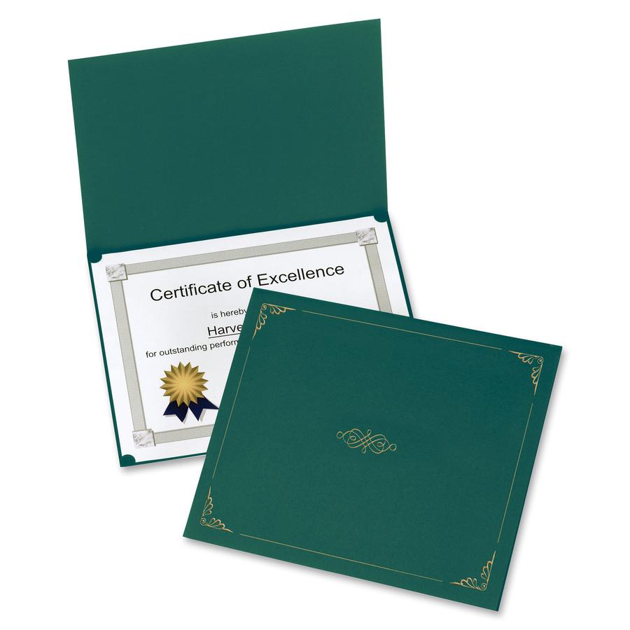 Oxford Letter Certificate Holder - 8 1/2" x 11" - Linen - Hunter Green - 5 / Pack. Picture 3