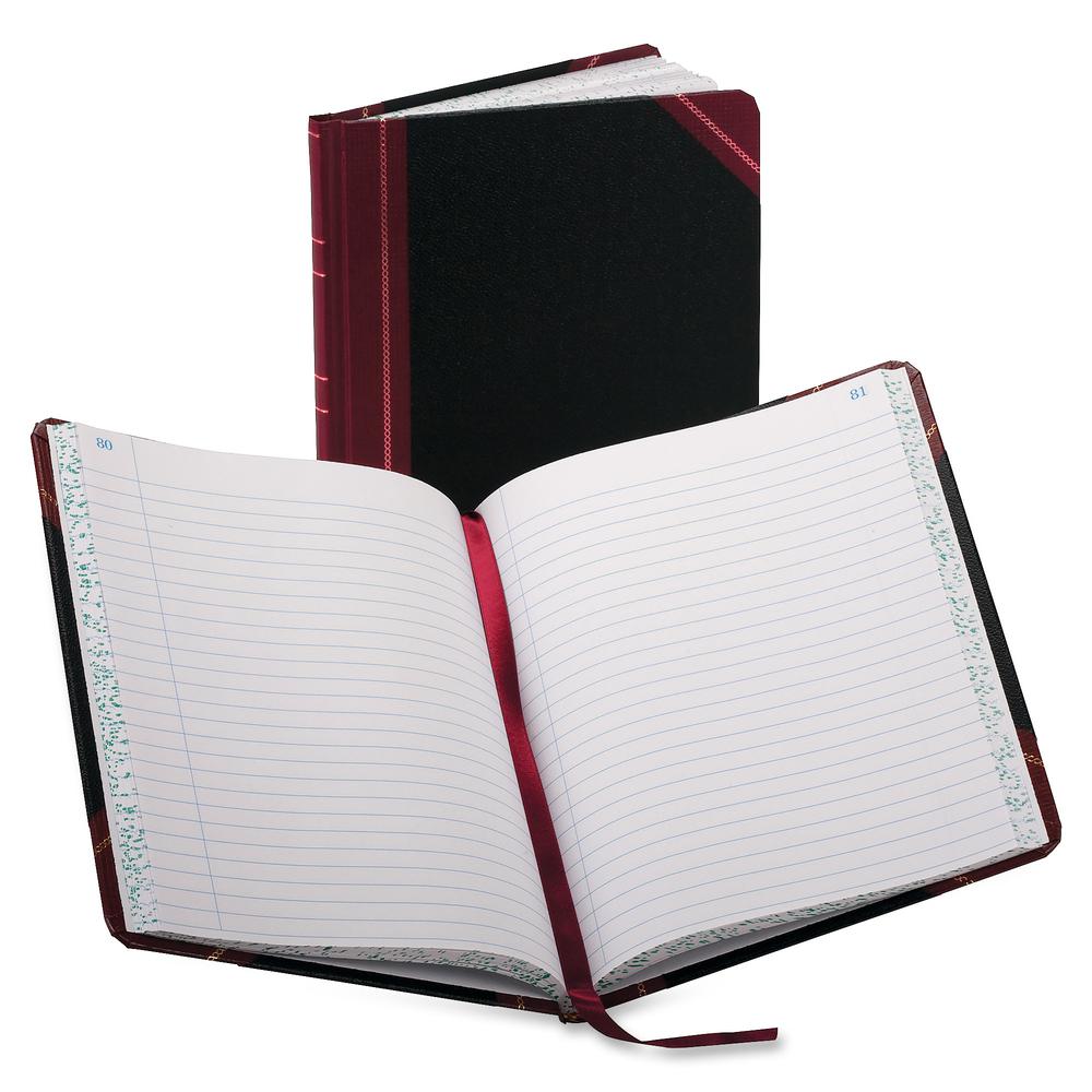 Boorum & Pease Boorum 38 Series Account Books - 150 Sheet(s) - Thread Sewn - 7.62" x 9.62" Sheet Size - Black - White Sheet(s) - Blue, Red Print Color - Black, Red Cover - 1 Each. Picture 2