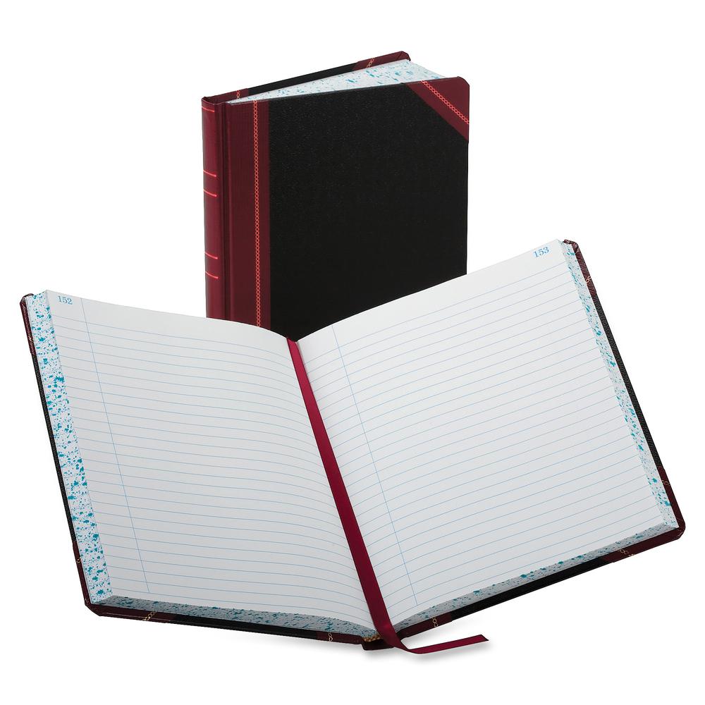 Boorum & Pease Boorum 38 Series Account Books - 300 Sheet(s) - Thread Sewn - 7.62" x 9.62" Sheet Size - Black - White Sheet(s) - Red, Blue Print Color - Black, Red Cover - 1 Each. Picture 2