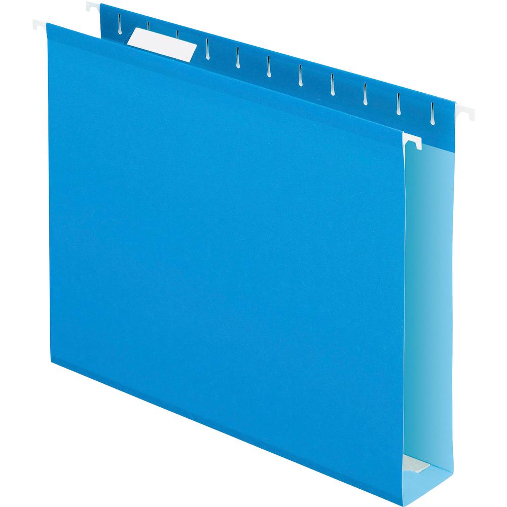 Pendaflex Letter Recycled Hanging Folder - 2" Folder Capacity - 8 1/2" x 11" - Folder - Pressboard - Blue - 10% Recycled - 25 / Box. Picture 2