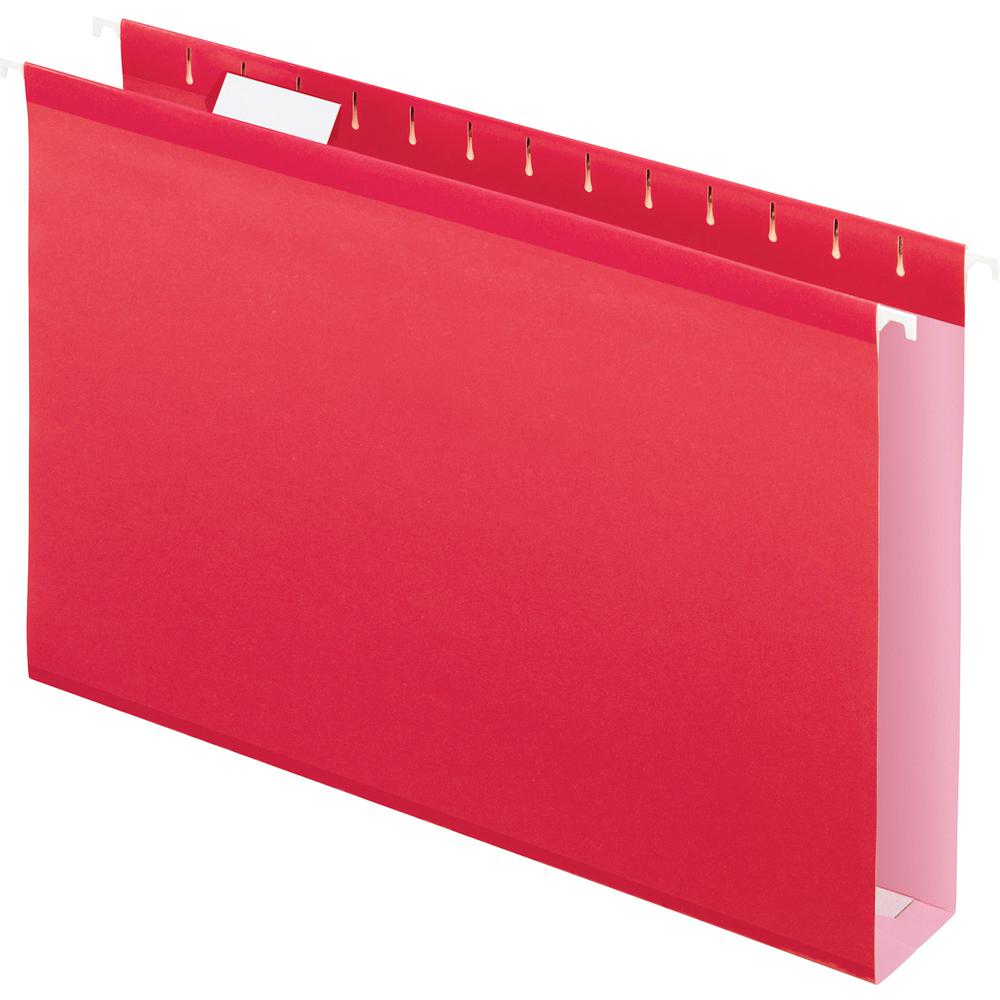 Pendaflex 1/5 Tab Cut Legal Recycled Hanging Folder - 8 1/2" x 14" - 2" Expansion - Pressboard, Poly - Red - 10% Recycled - 25 / Box. Picture 2