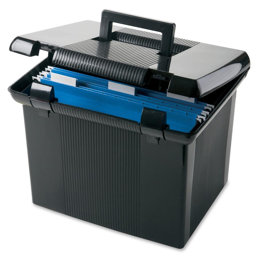 Pendaflex Portafile File Storage Box - External Dimensions: 14" Width x 11.1" Depth x 11"Height - Media Size Supported: Letter - Plastic - Black - For File - 1 Each. Picture 2