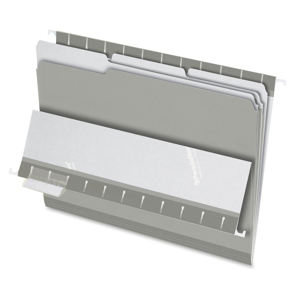 Pendaflex 1/3 Tab Cut Letter Recycled Top Tab File Folder - 8 1/2" x 11" - Gray - 10% Recycled - 100 / Box. Picture 2