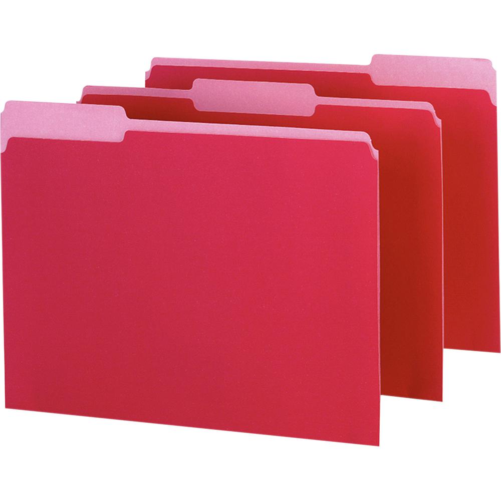 Pendaflex 1/3 Tab Cut Letter Recycled Top Tab File Folder - 8 1/2" x 11" - Red - 10% Recycled - 100 / Box. Picture 2