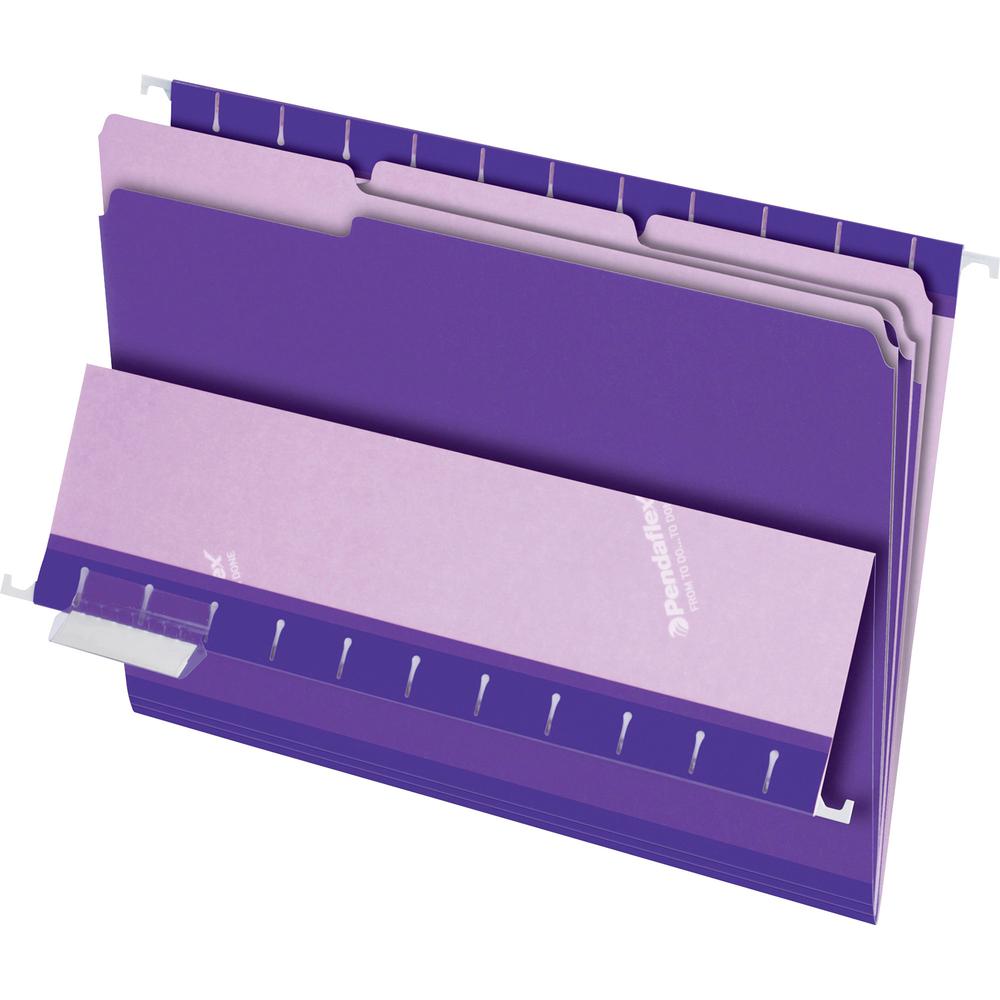 Pendaflex 1/3 Tab Cut Letter Recycled Top Tab File Folder - 8 1/2" x 11" - Violet - 10% Recycled - 100 / Box. Picture 2