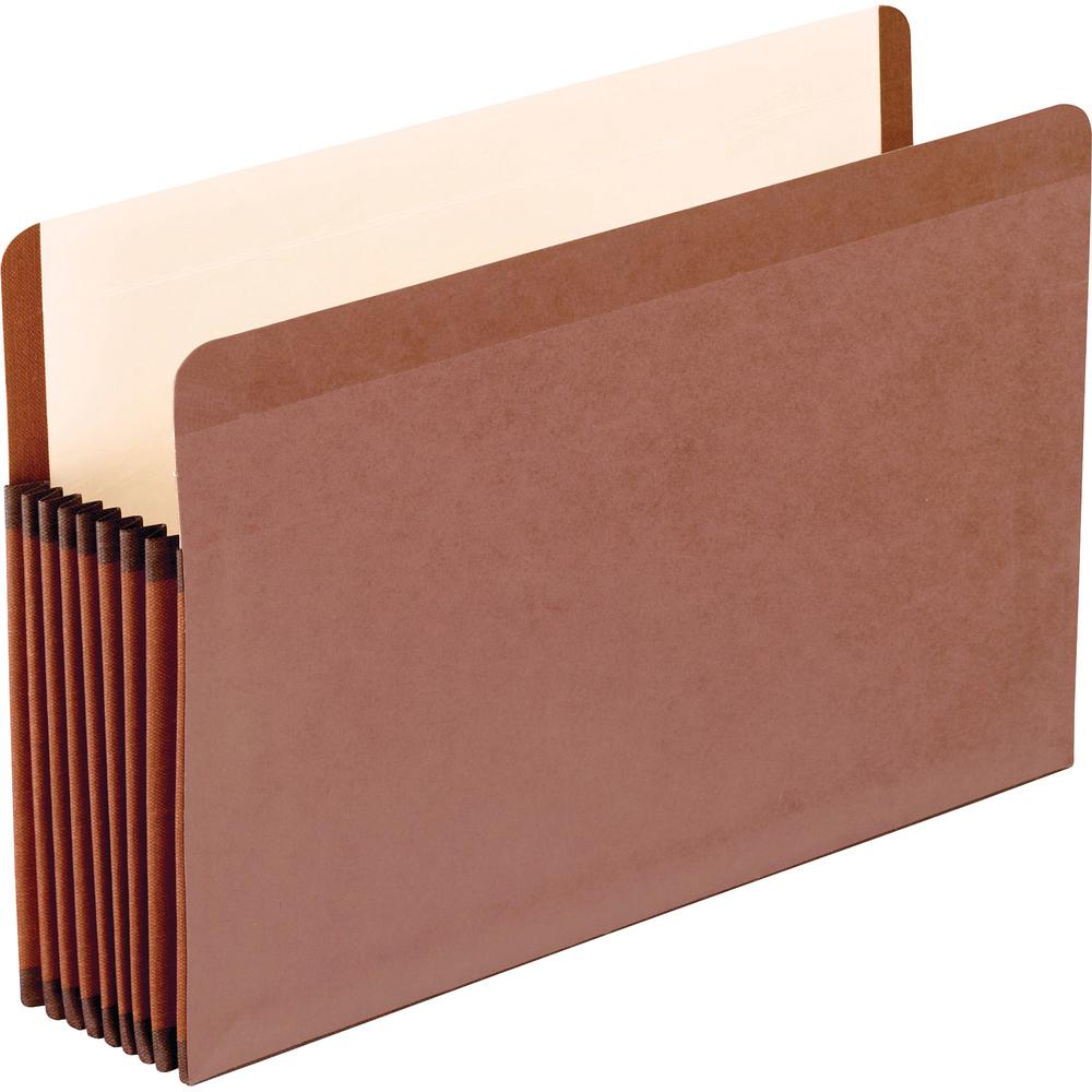 Pendaflex Straight Tab Cut Legal Recycled File Pocket - 8 1/2" x 14" - 7" Expansion - Red Fiber, Polyester - Red Fiber - 30% Recycled - 5 / Box. Picture 3