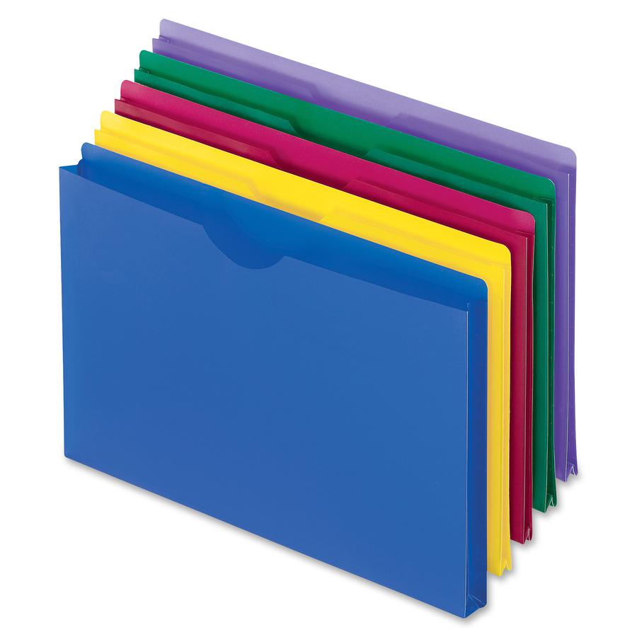 Pendaflex Legal File Jacket - 8 1/2" x 14" - 1" Expansion - Poly - Blue, Magenta, Yellow, Green, Purple - 5 / Pack. Picture 2