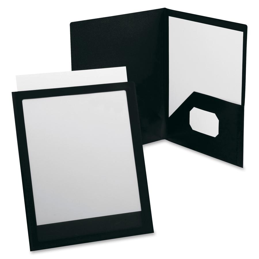 Oxford ViewFolio Letter Pocket Folder - 8 1/2" x 11" , 9 1/2" x 11 5/8" - 100 Sheet Capacity - 2 Pocket(s) - Polypropylene - Black - 1 Each. Picture 2