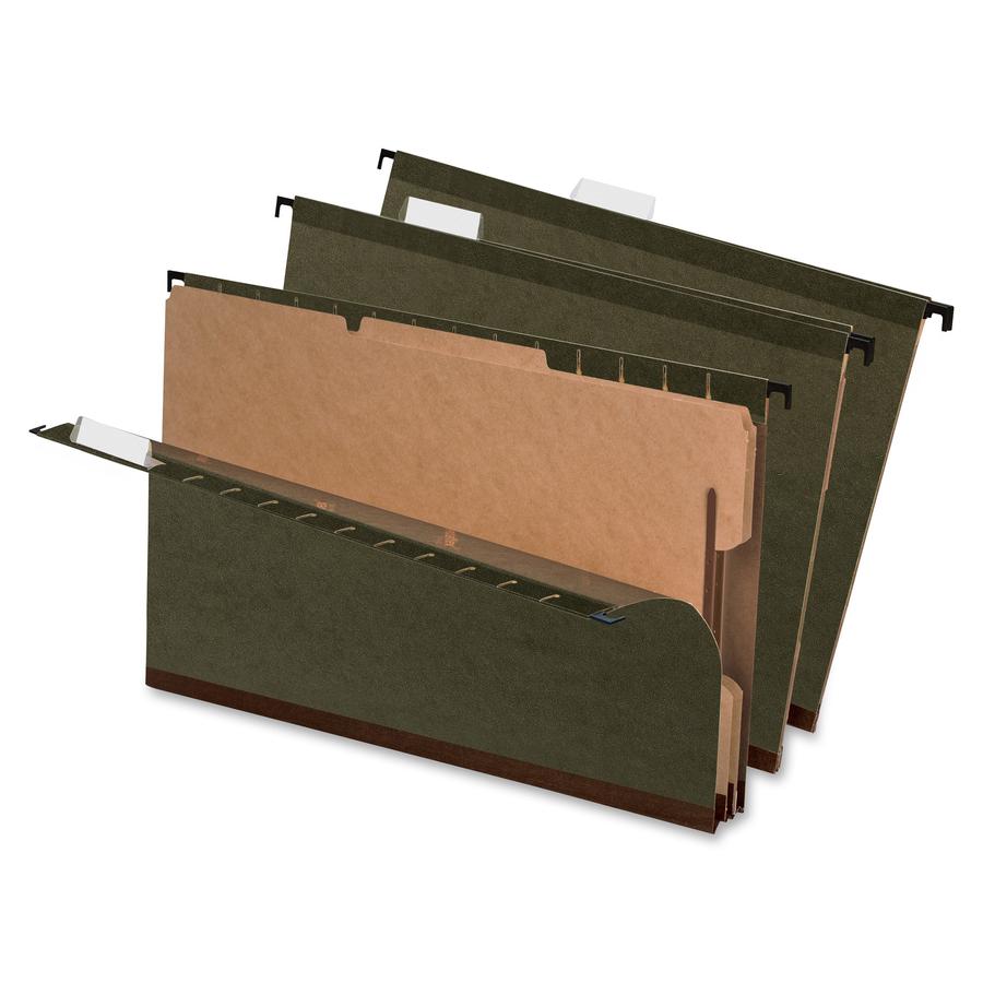 Pendaflex Legal Hanging Folder - 8 1/2" x 14" - 2" Expansion - 2" Fastener Capacity for Folder - 2 Divider(s) - Tyvek, Pressboard - Green - 10 / Box. Picture 2