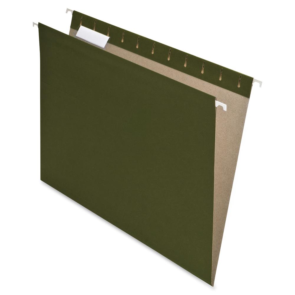 Pendaflex 1/5 Tab Cut Letter Recycled Hanging Folder - 8 1/2" x 11" - Green - 100% Recycled - 25 / Box. Picture 2