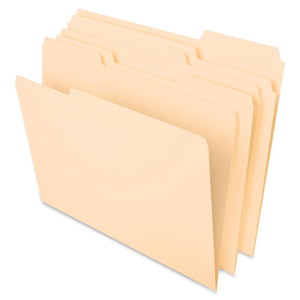 Pendaflex 1/3 Tab Cut Letter Recycled Top Tab File Folder - 8 1/2" x 11" - 3/4" Expansion - Top Tab Location - Assorted Position Tab Position - Manila - 10% Recycled - 100 / Box. Picture 2