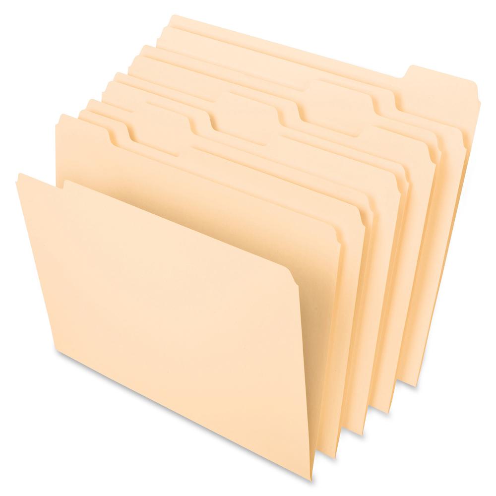 Pendaflex Essentials 1/5 Tab Cut Letter Recycled Top Tab File Folder - 8 1/2" x 11" - 3/4" Expansion - Top Tab Location - Assorted Position Tab Position - Manila - Manila - 10% Recycled - 100 / Box. Picture 2