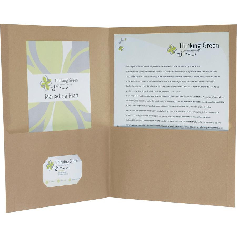 Pendaflex Oxford Letter Recycled Pocket Folder - 8 1/2" x 11" - 100 Sheet Capacity - 2 Pocket(s) - Fiber - Natural - 100% Recycled - 25 / Box. Picture 2