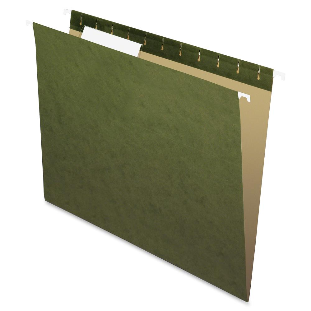 Pendaflex Essentials 1/3 Tab Cut Letter Recycled Hanging Folder - 8 1/2" x 11" - Standard Green - 100% Recycled - 25 / Box. Picture 3