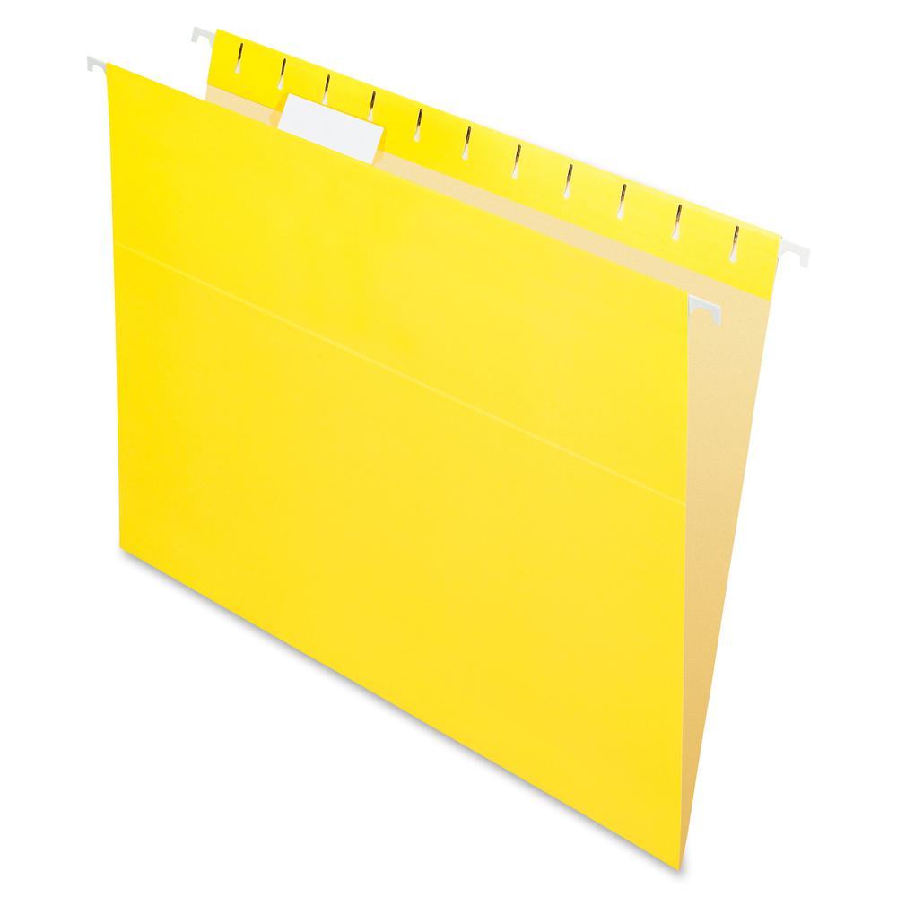 Pendaflex Essentials 1/5 Tab Cut Letter Recycled Hanging Folder - 8 1/2" x 11" - Yellow - 100% Recycled - 25 / Box. Picture 2