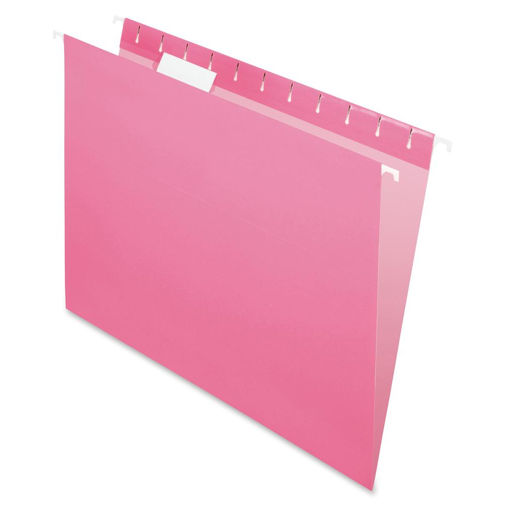 Pendaflex 1/5 Tab Cut Letter Recycled Hanging Folder - 8 1/2" x 11" - Pink - 100% Recycled - 25 / Box. Picture 2