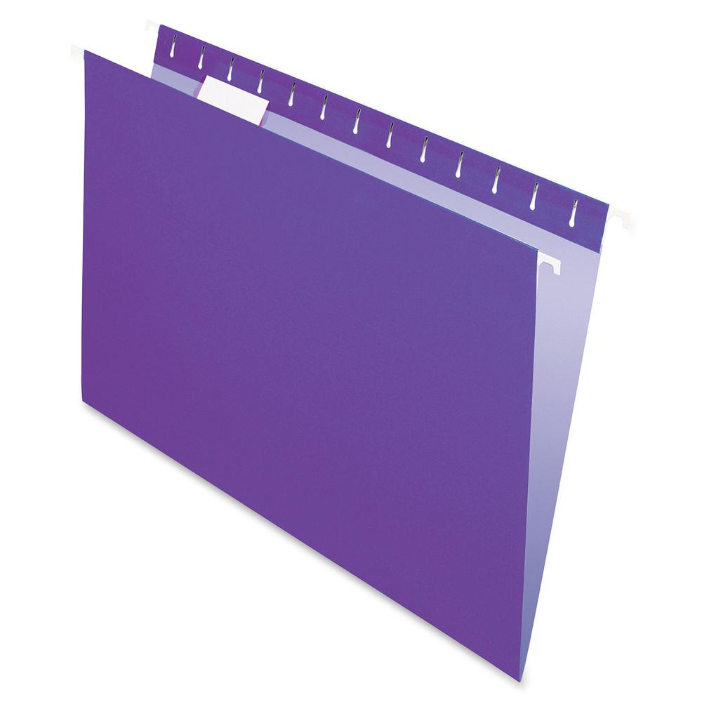 Pendaflex Essentials 1/5 Tab Cut Letter Recycled Hanging Folder - 8 1/2" x 11" - Violet - 100% Recycled - 25 / Box. Picture 2