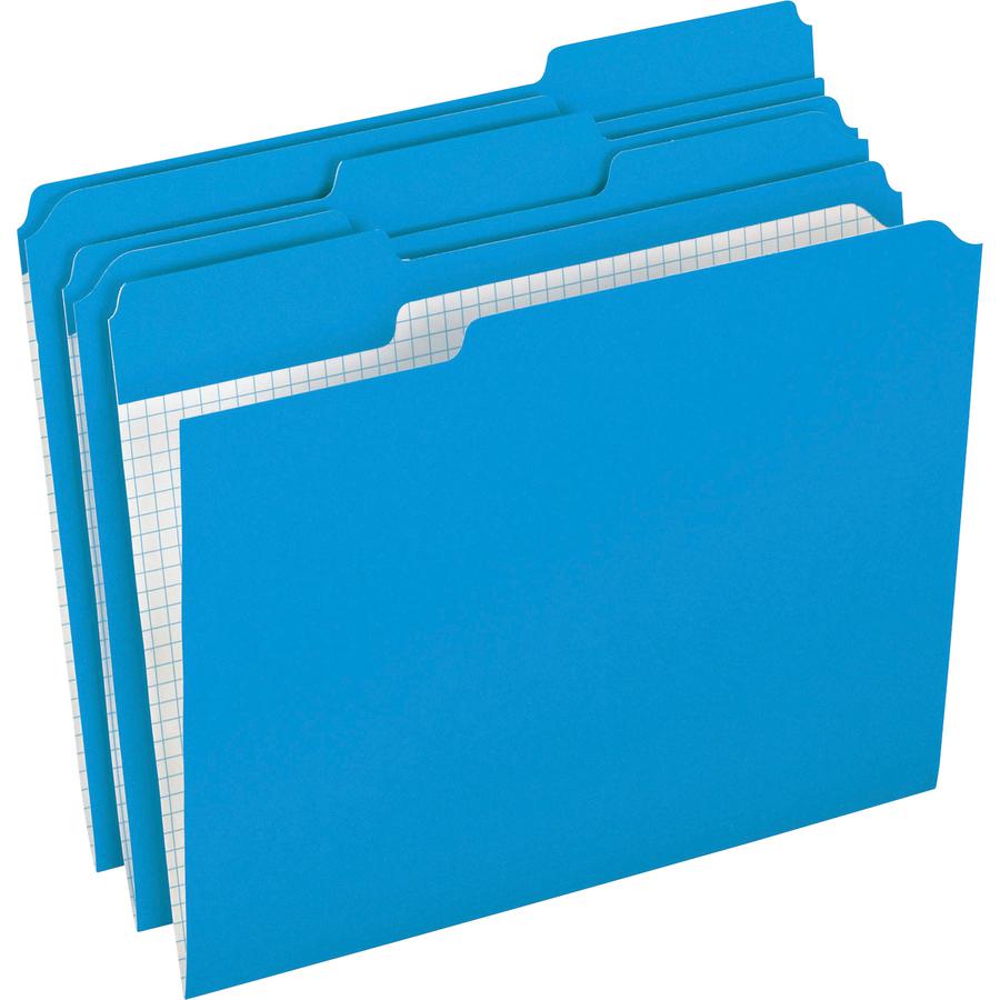 Pendaflex 1/3 Tab Cut Letter Recycled Top Tab File Folder - 8 1/2" x 11" - Top Tab Location - Assorted Position Tab Position - Blue - 10% Recycled - 100 / Box. Picture 2