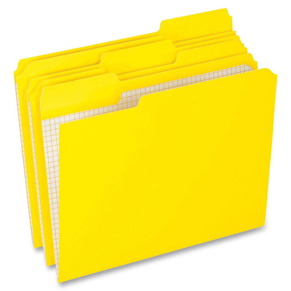 Pendaflex 1/3 Tab Cut Letter Recycled Top Tab File Folder - 8 1/2" x 11" - Yellow - 10% Recycled - 100 / Box. Picture 3